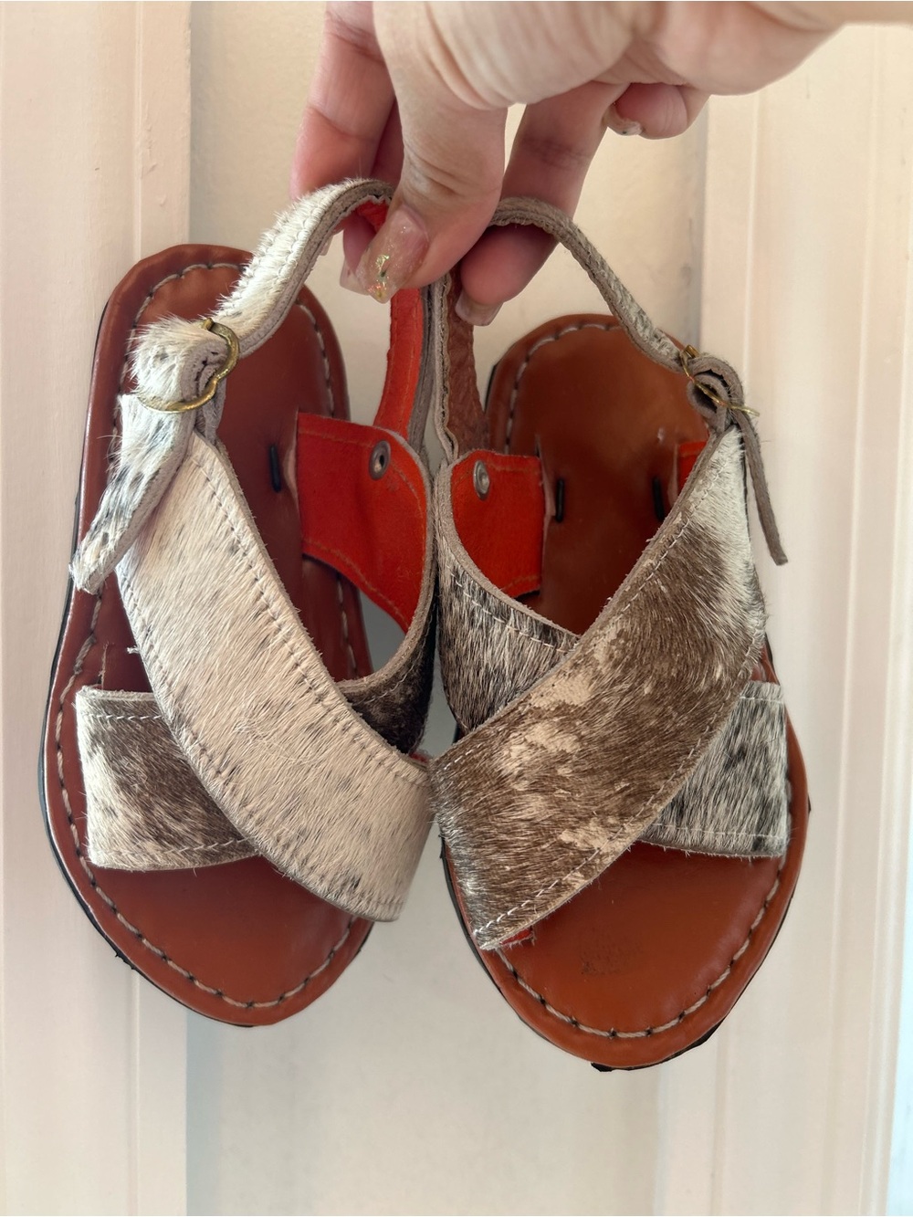 Child's Cowhide Leather Cross Strap Sandals